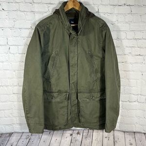 Gap Military Utility Field Jacket Men distressed Concealed Hood In Neck Size M